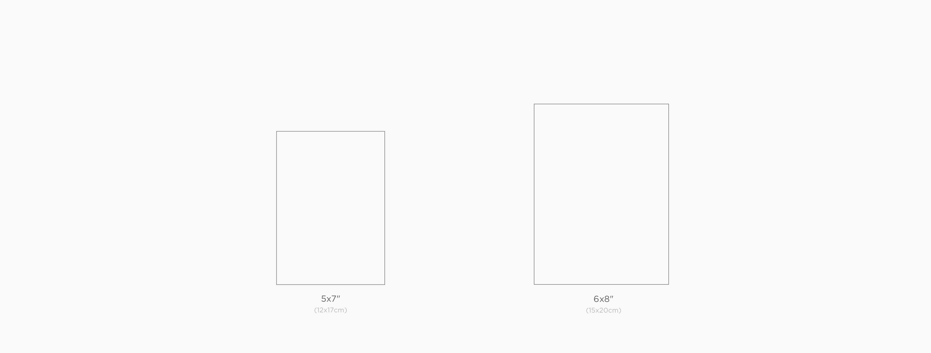 graphic showing acrylic photo stand sizes