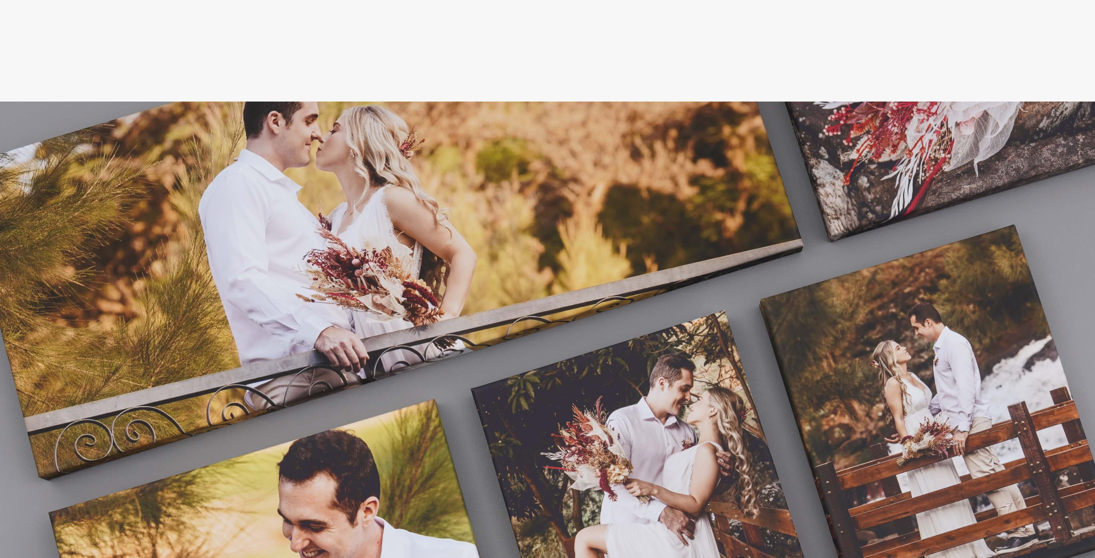 canvas gallery wraps showing couple in the countryside