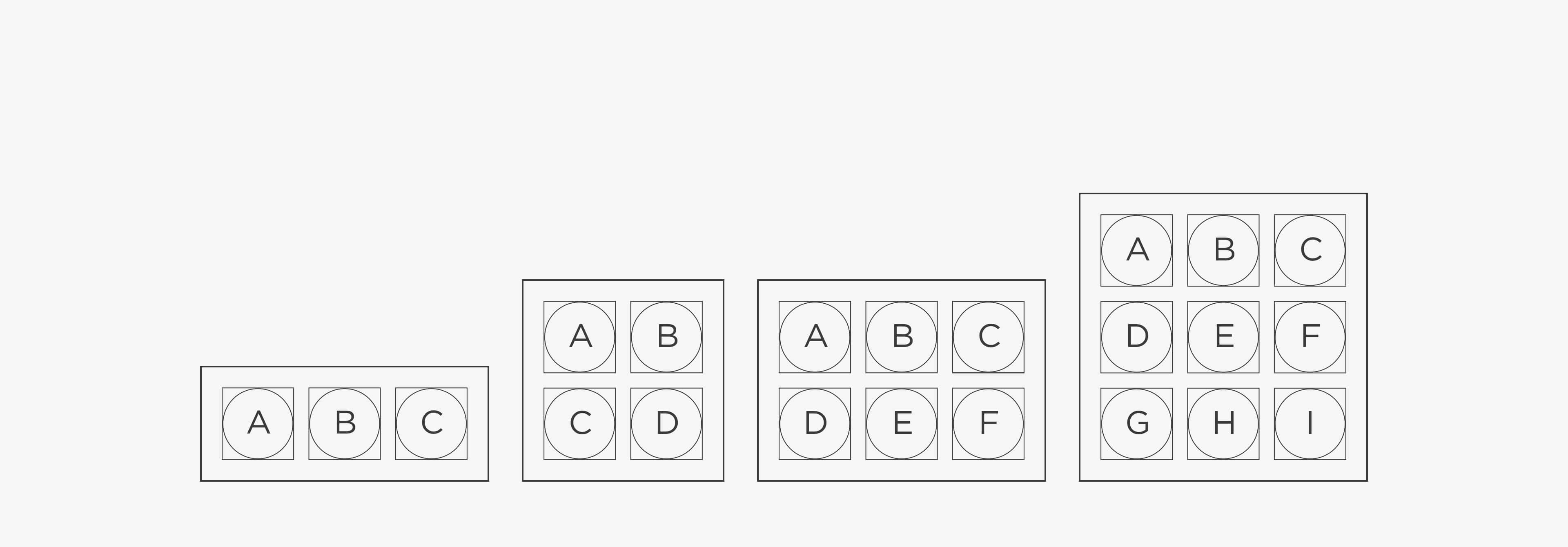 graphic showing different photo layouts of collage frames