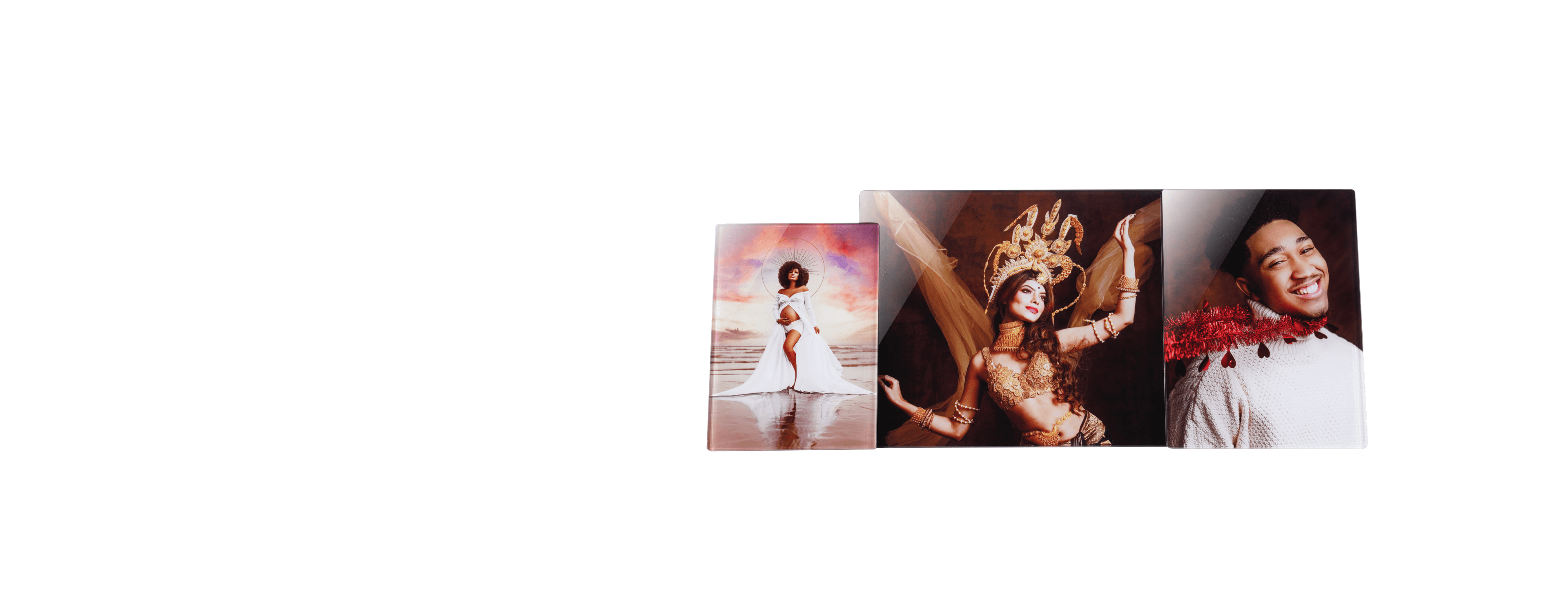 three crystal photo plaques in different sizes