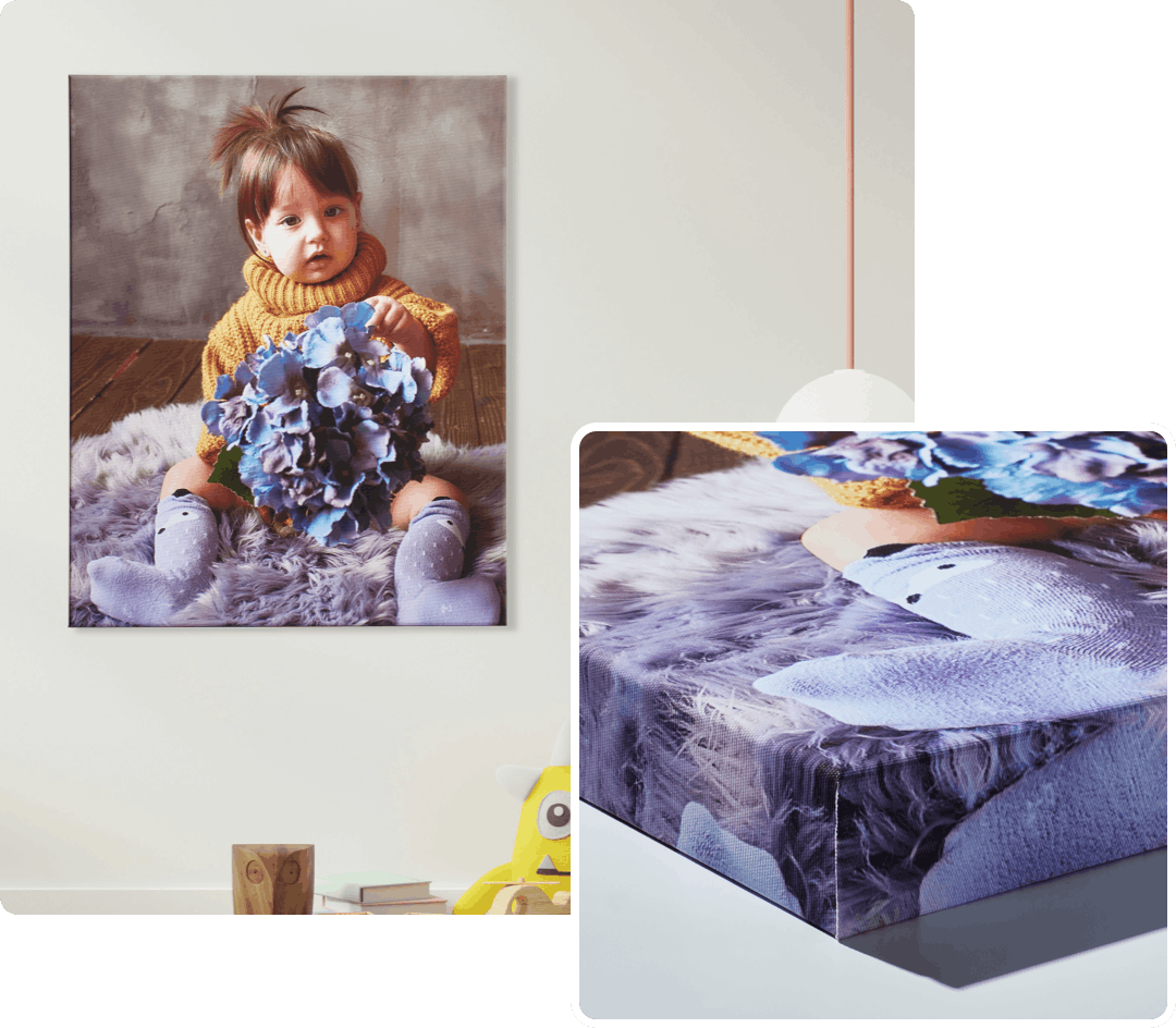 canvas gallery wrap hanging on the wall showing a kid