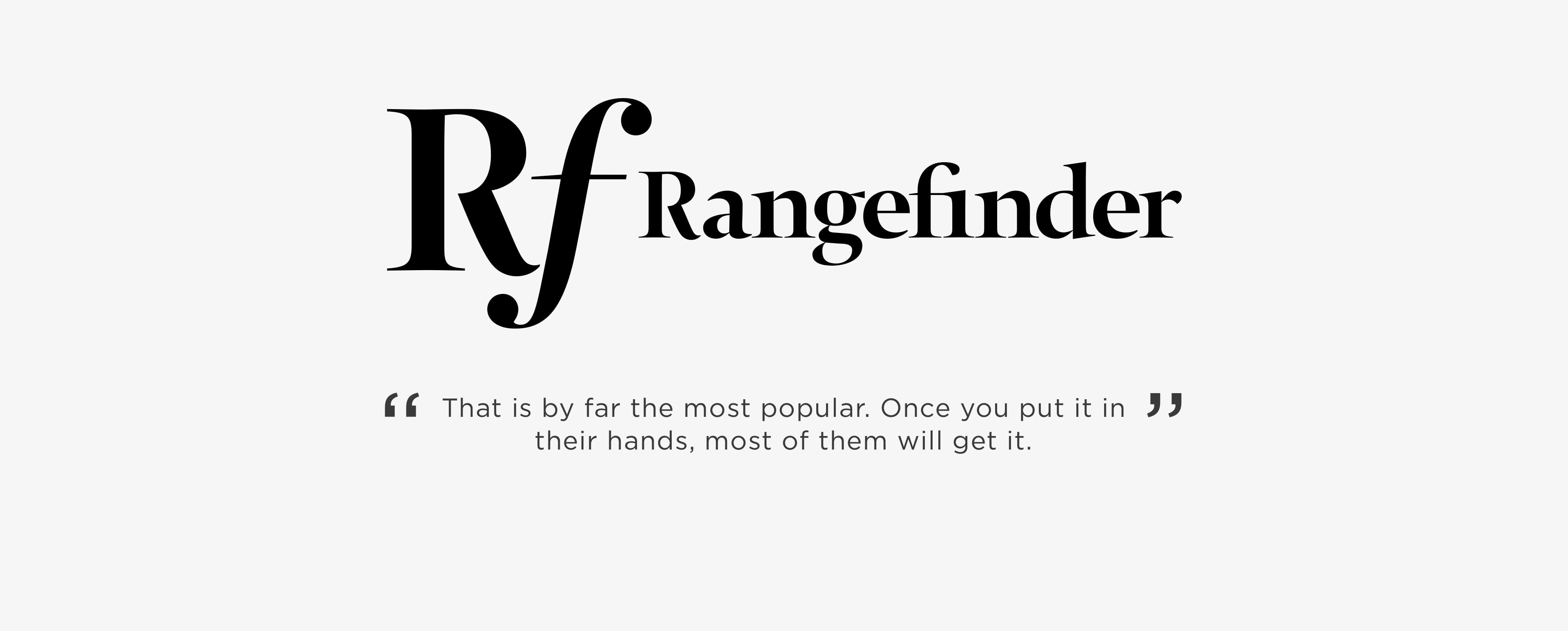 a graphic with the logo of rf rangefinder magazine and a quote from a review on zno image box album usb set