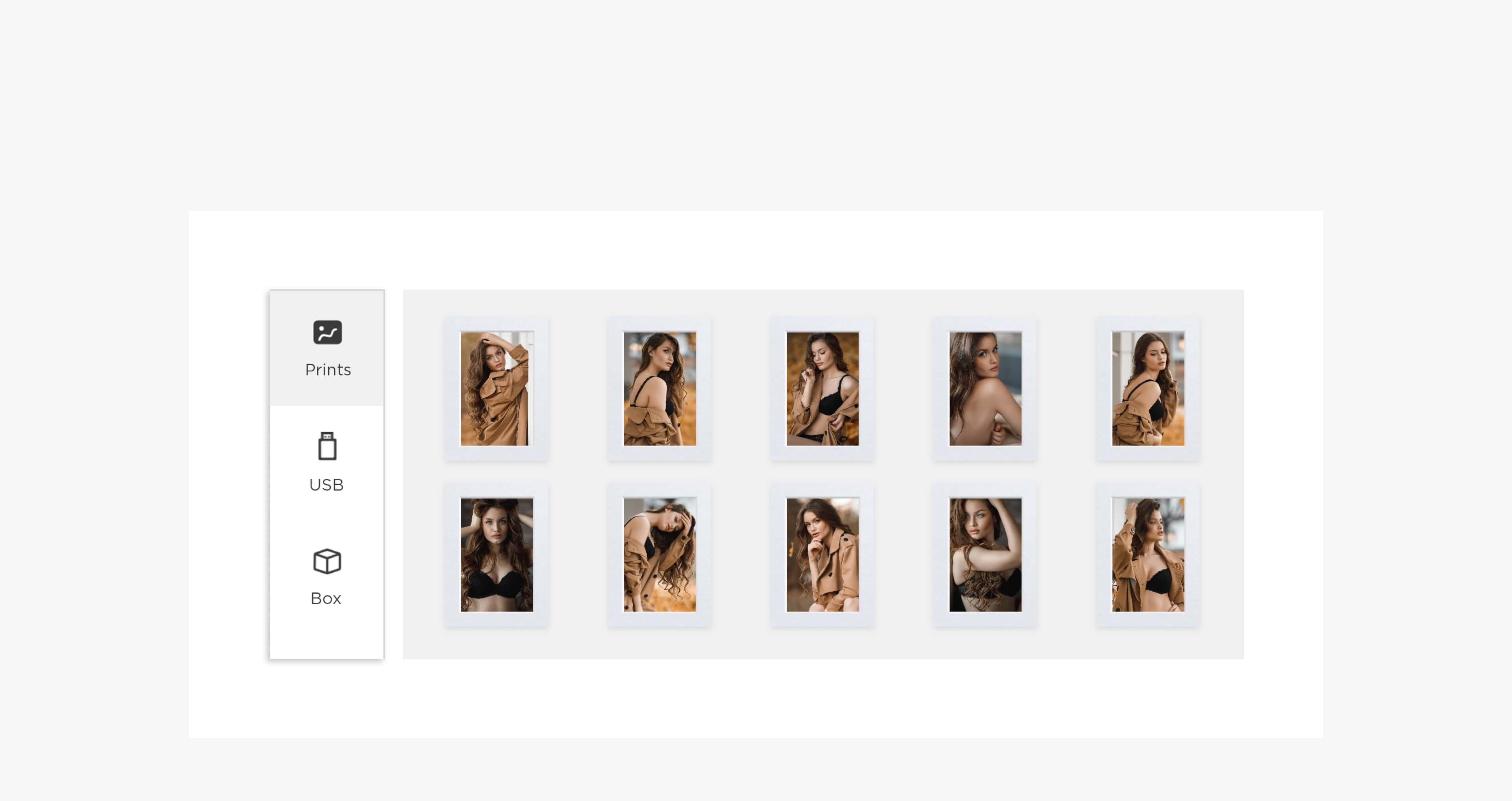 screenshot of zno designer software for ordering a photo box print set