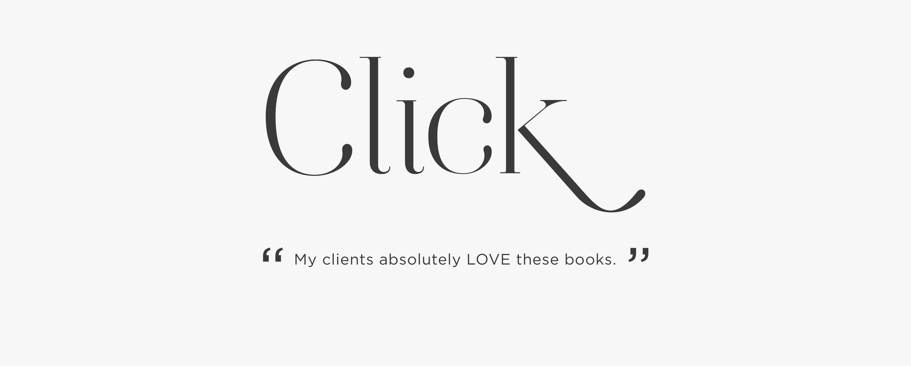graphic a logo of click magazine and a quote