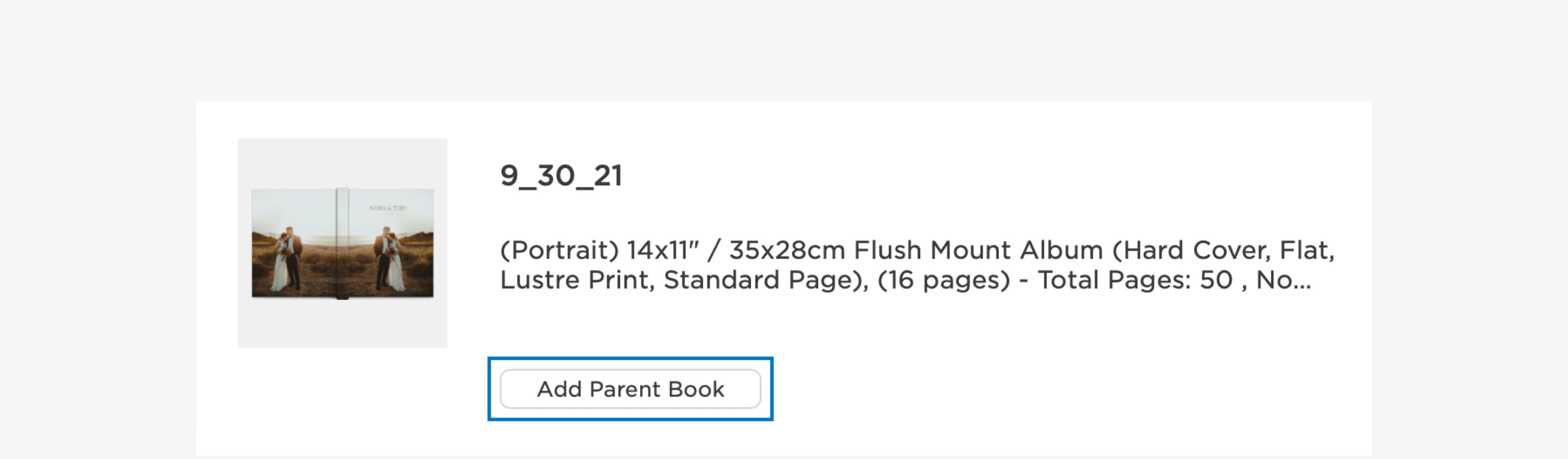 a screenshot showing how to order a parent album on zno