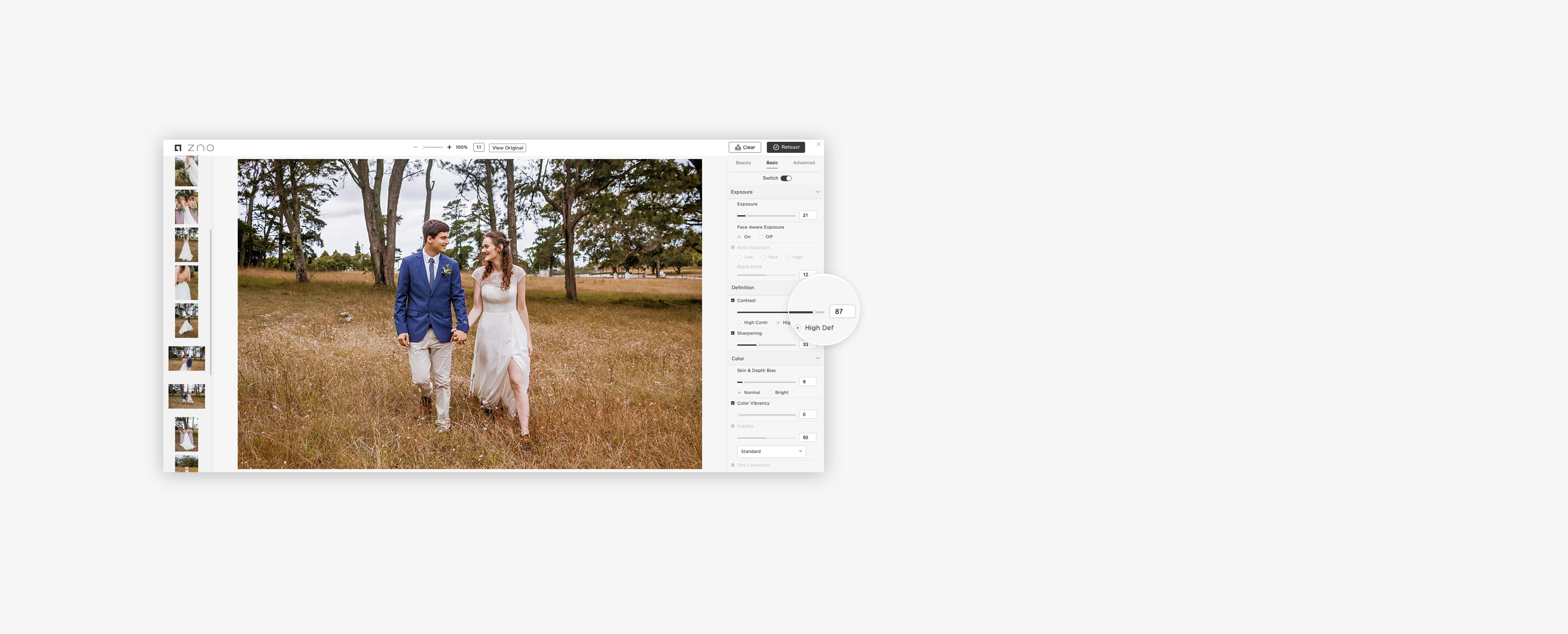 zno retoucher is used to individually edit photos