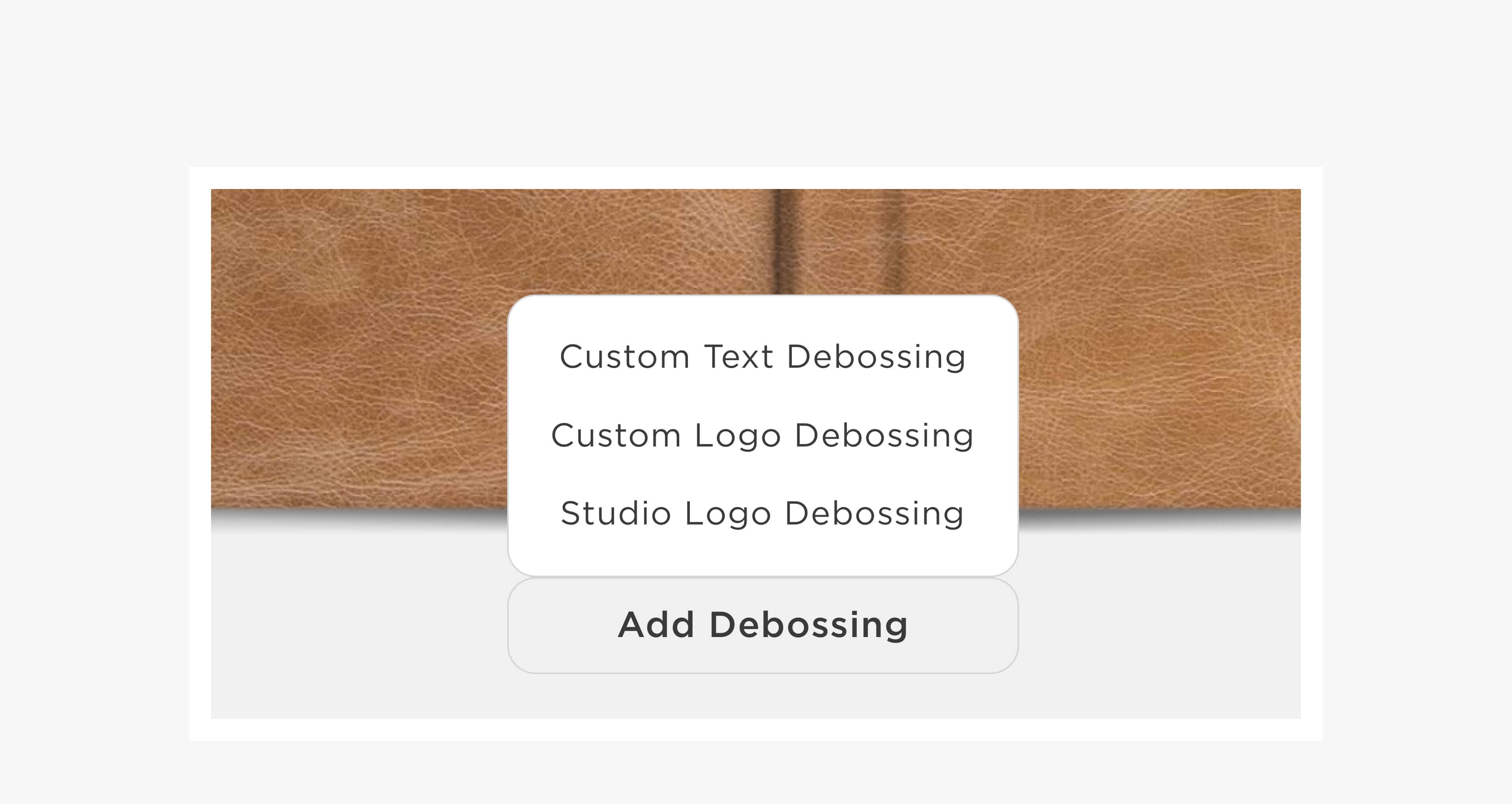 graphic showing add studio logo debossing button