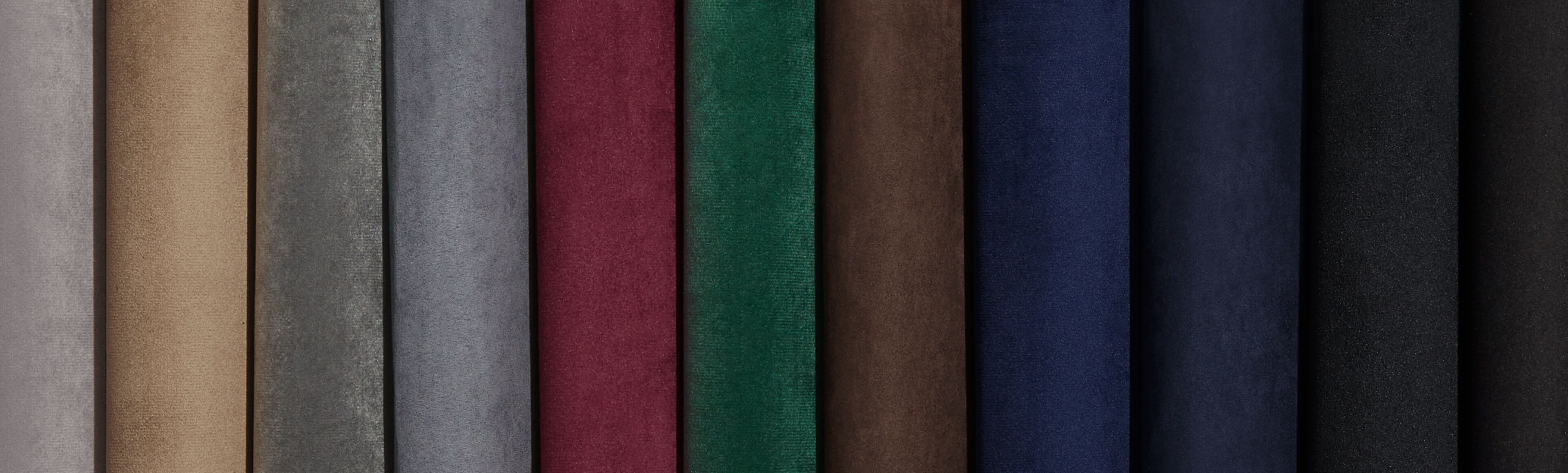 suede and velvet material in different colors
