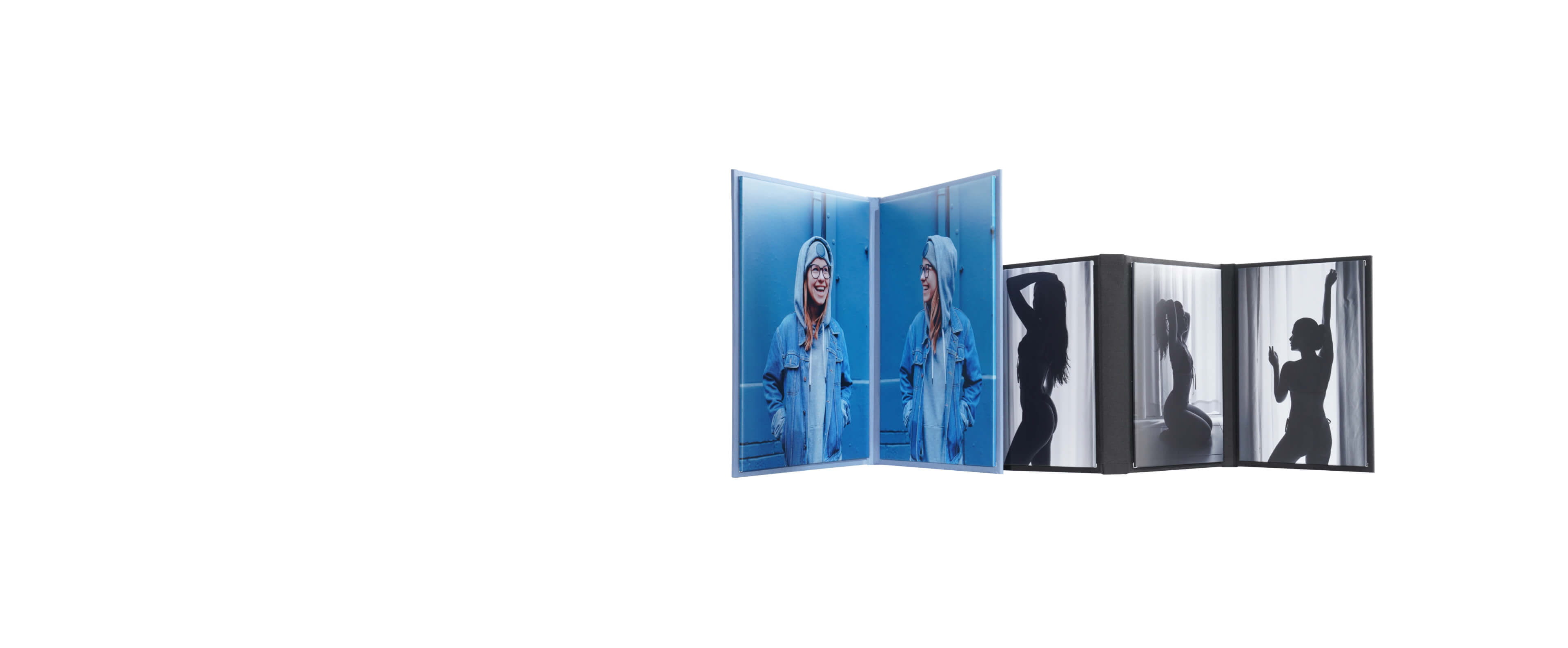 two wrapped image folios in different sizes