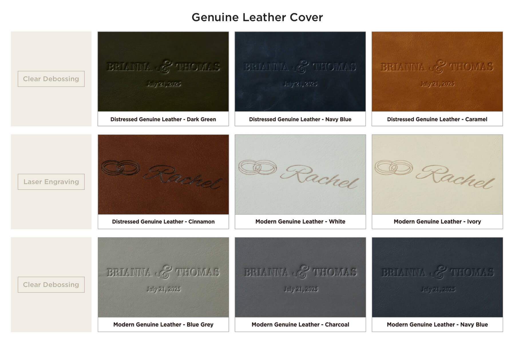 Laser Engraving & Clear Debossing Samples